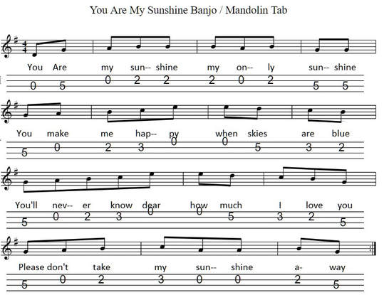 You are my sunshine banjo / mandolin tab