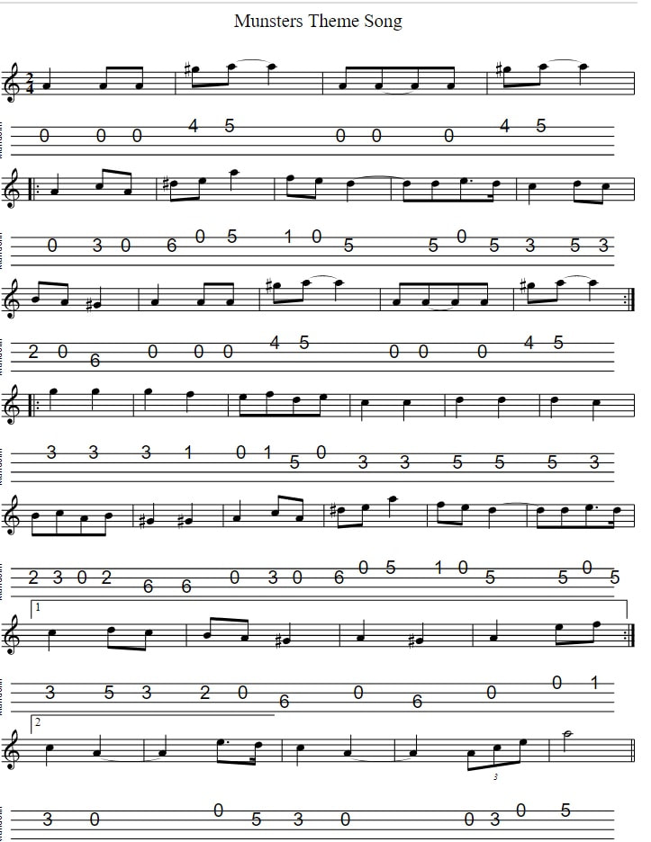Mandolin Tabs For Theme Tunes For Movies And . - Tenor Banjo Tabs